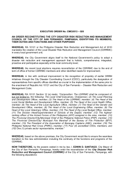 EXECUTIVE ORDER No. CMO2013 &ndash; 020 AN ORDER