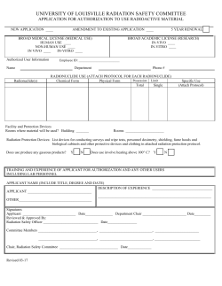 Application for Authorization to Use Radioactive Material