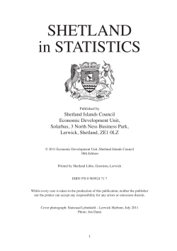 Shetland in StatiSticS - Shetland Islands Council