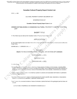 Canadian Cultural Property Export Control List