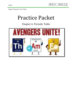 Periodic Table Packet - Mrs. Mintz`s Flipped Chemistry Classroom