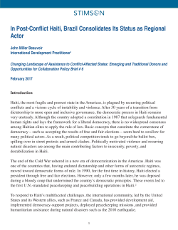 In Post-Conflict Haiti, Brazil Consolidates Its Status as Regional Actor