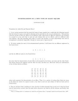 INVESTIGATIONS ON A NEW TYPE OF MAGIC SQUARE