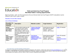 Child and Adult Care Food Program New Meal Pattern Training