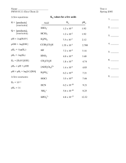 HSO4 HClO2 CClH2CO2H HF HNO2 CH3CO2H HOCl HCN H3PO4