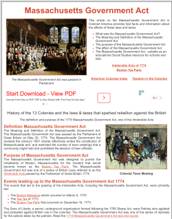 The Massachusetts Government Act 1774