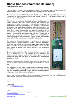 Radio Sondes (Weather Balloons)