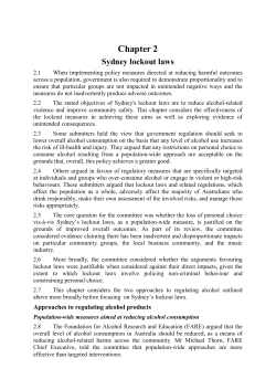 Interim report: sale and service of alcohol (term of reference b)