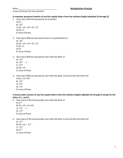 1 Name___________________________________ Multiplication