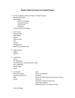 Review Sheet for Exam on Feudal Europe