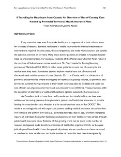 An Overview of Out-of-Country Care Funded by Provincial/Territorial