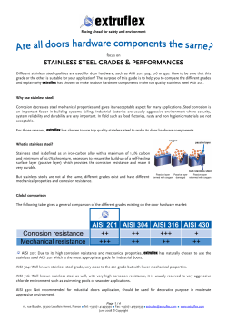 STAINLESS STEEL GRADES and PERFORMANCES