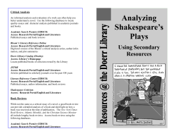 Analyzing Shakespeare`s Plays
