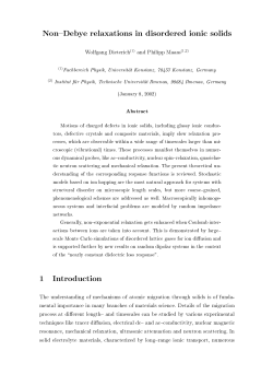 Non-Debye relaxations in disordered ionic solids 1 Introduction