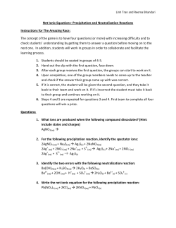 Net Ionic Equations - OISE-IS-Chemistry-2011-2012