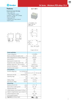 Features 36 Series - Miniature PCB relays 10 A