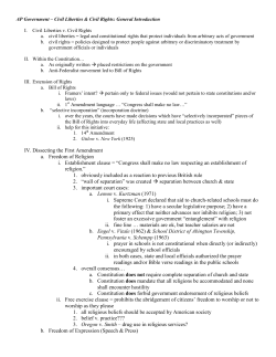 IV. Dissecting the First Amendment a. Freedom of Religion i