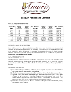 Banquet Contract - Amore, Plymouth WI