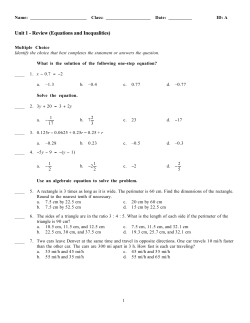Unit 1 - Review (Equations and Inequalities)