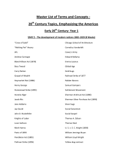 Master List of Terms and Concepts : 20 Century Topics