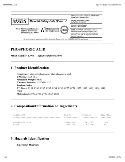 PHOSPHORIC ACID 1. Product Identification 2. Composition