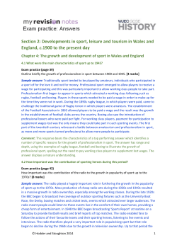 Section 2: Developments in sport, leisure and