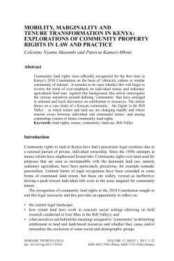 mobility, marginality and tenure transformation in kenya