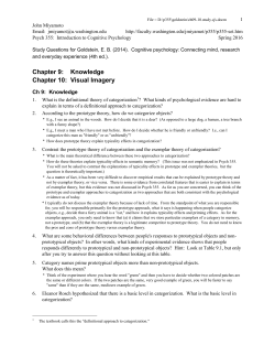 Chapter 9: Knowledge Chapter 10: Visual Imagery