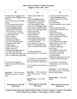2016-17 Supply List - Mary Queen of Saints Catholic Academy