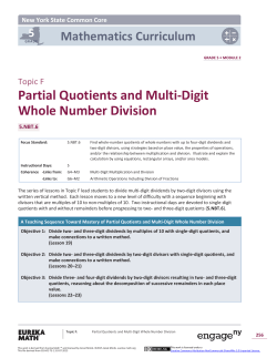 Partial Quotients and Multi-Digit Whole Number Division