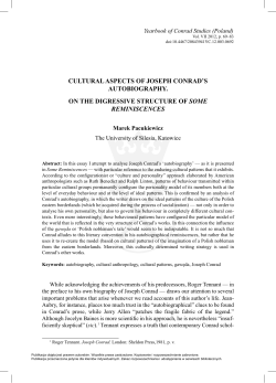 cultural aspects of joseph conrad`s autobiography. on the digressive