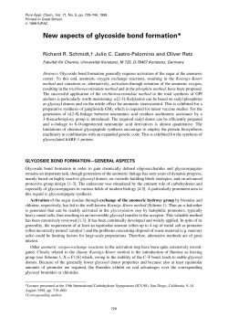 New aspects of glycoside bond formation