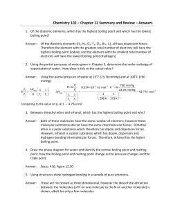 Chemistry 102 &ndash; Chapter 12 Summary and Review &ndash; Answers