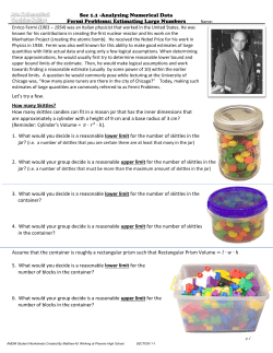 Sec 1.1 -Analyzing Numerical Data Fermi Problems: Estimating