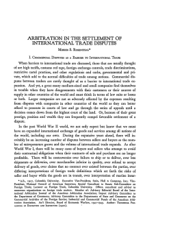 Arbitration in the Settlement of International Trade Disputes