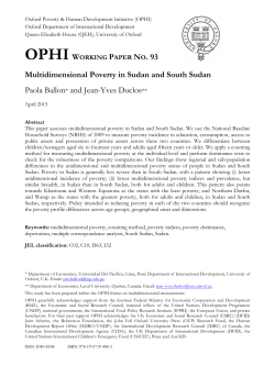 Multidimensional Poverty in Sudan and South Sudan