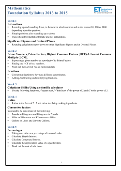 Maths Foundation Syllabus