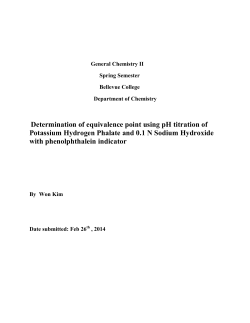 Determination of equivalence point using pH titration of Potassium