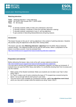 Lesson plan: Watching television - ESOL Nexus