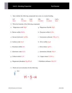 Unit 5: Bonding Properties Test Review