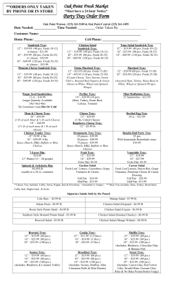 Party Tray Order Form - Oak Point Fresh Market
