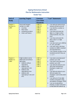 Epping Elementary School Plan for Mathematics Instruction Grade