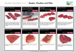 Quality Standard beef – Steaks, Daubes and Ribs