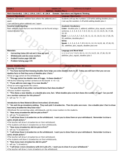 Grade 1 Lesson: 5-‐2 Addition: Doubles Plus 1 Reference to English