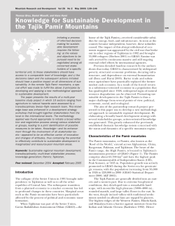 Knowledge for Sustainable Development in the Tajik Pamir Mountains