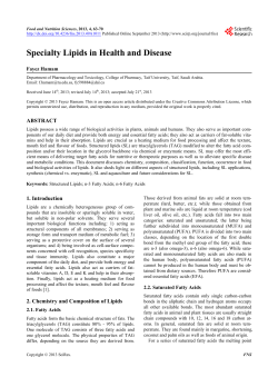 Specialty Lipids in Health and Disease