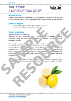 YOU LEMON! A CORRELATIONAL STUDY