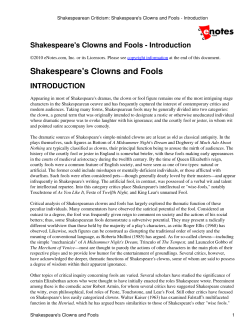 Shakespeare`s Clowns and Fools