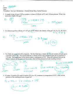 Gas Laws including Partial Pressures Homework