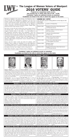2016 voters` guide - League of Women Voters of Westport